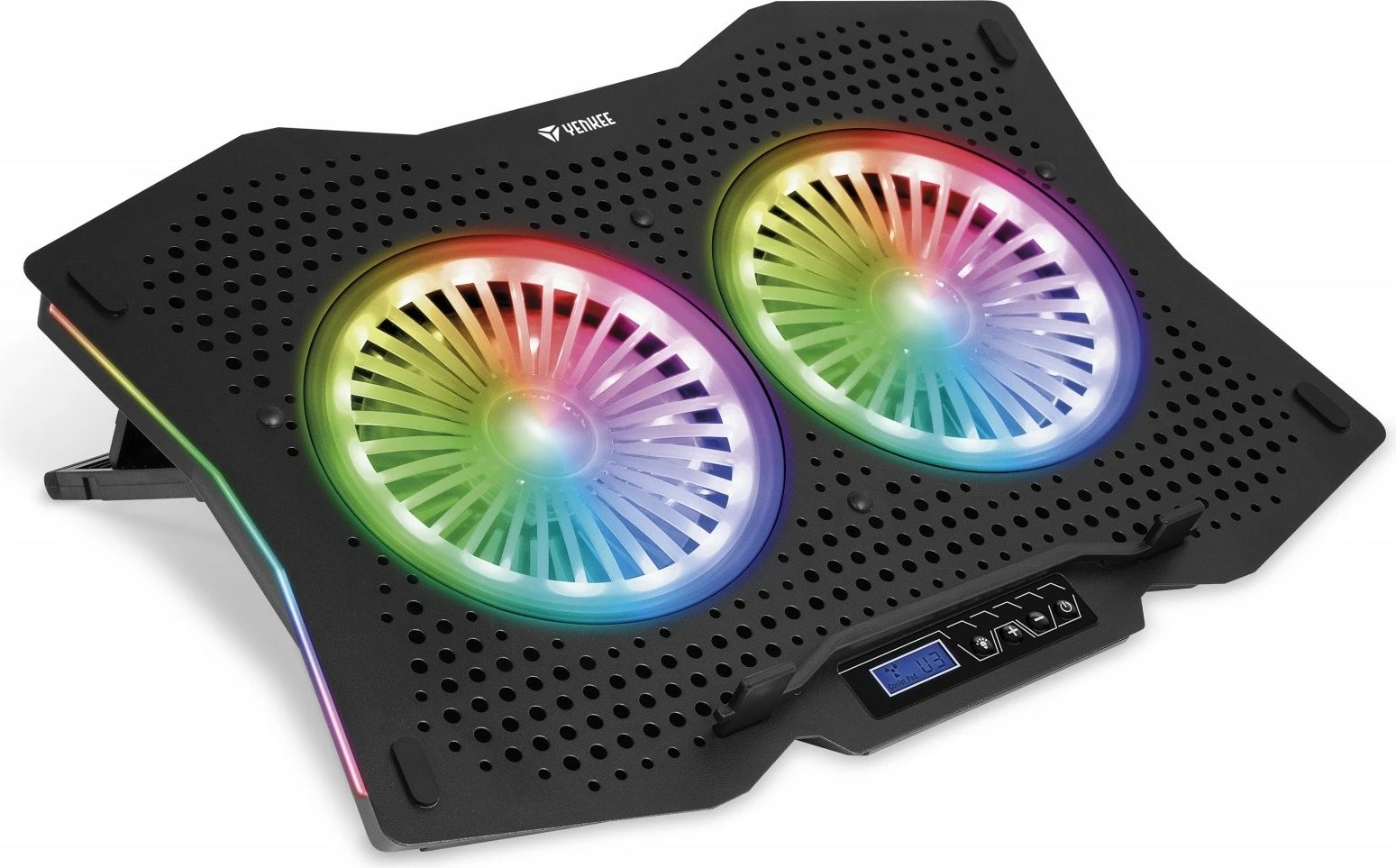 Pad ftohës për laptop YENKEE YSN 310, 15.6", 2 ventilatorë, RGB, i zi
