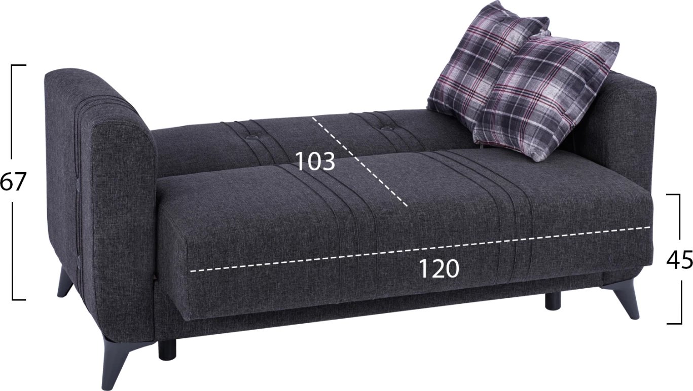 Divan 2 vendësh KRISTINA FH3165.20 gri me këmbë antracit 150x80x83 cm