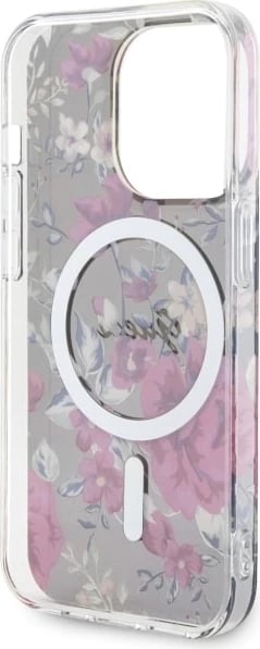 Mbështjellës Guess GUHMP14LHCFWSA për iPhone 14 Pro 6.1", Flower MagSafe, Gjelbër