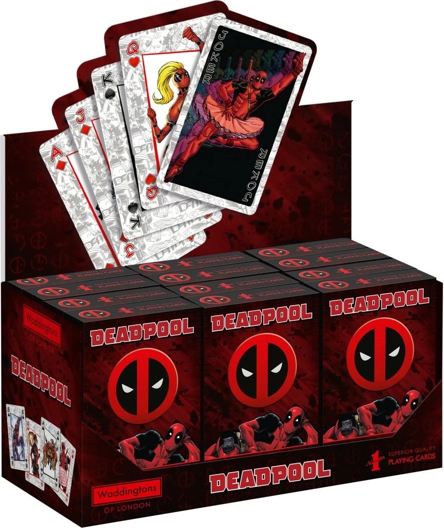 Letra loje Waddingtons Deadpool, 52+2, tematikë Marvel, kuqe