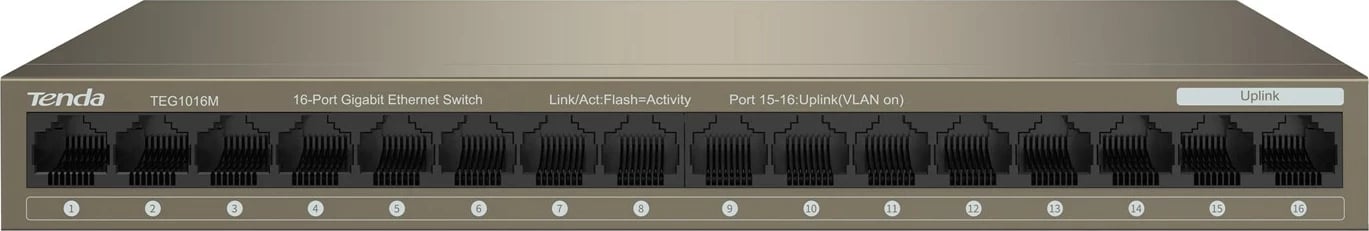 Switch rrjeti Tenda TEG1016M, 16 porta Gigabit Ethernet, metalik