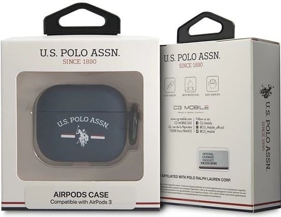 Mbështjellës U.S. Polo Assn. për AirPods 3, silikon, navy blue