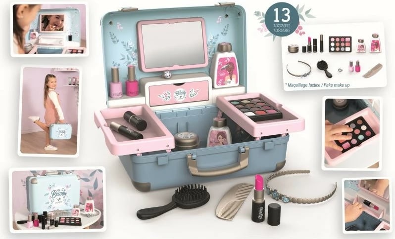 Valixhe lodër Smoby Walizka Beauty me 13 aksesorë, për vajza, Multikolor