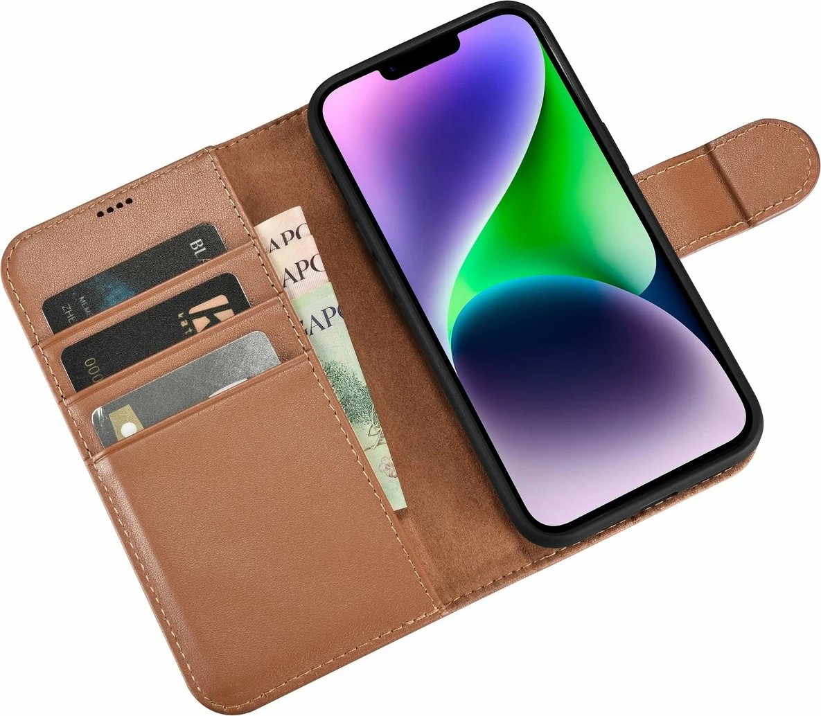Mbështjellës iCarer Wallet Case 2in1 për iPhone 14, lëkurë, Anti-RFID, Kafe Mbështjellës iCarer Wallet Case 2in1 për iPhone 14, lëkurë, Anti-RFID, Kafe