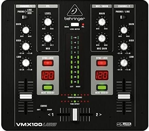 Mikser audio Behringer VMX100USB, 2 kanale, Zi