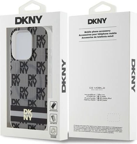 Mbështjellës DKNY IML Checkered Mono Pattern & Printed Stripes MagSafe për iPhone 13 Pro Max, Zi