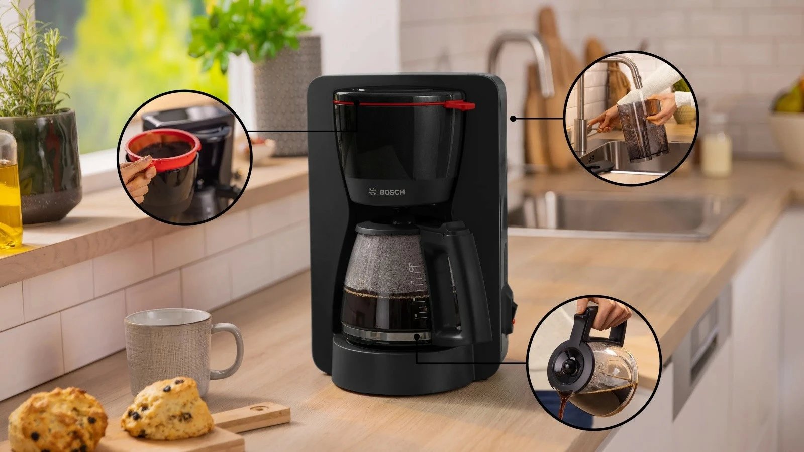 Makine kafeje Bosch TKA2M113, 10 filxhanë, 1200W, e zezë