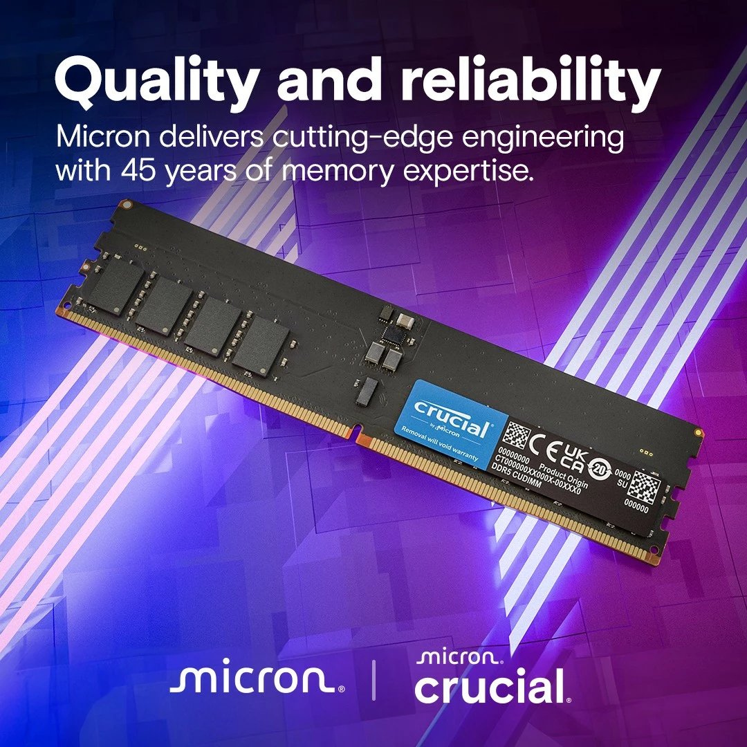 RAM Memorje Crucial DDR5 32GB (2x16GB) 6400MHz CL52, pa radiator