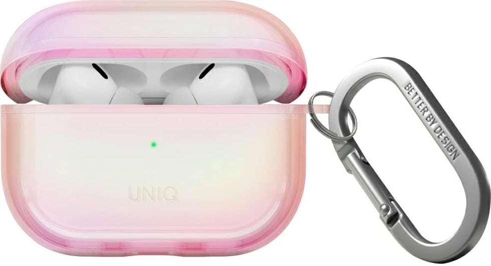Mbështjellës UNIQ Iridescia për AirPods Pro 2, Holo Pink me karabinë