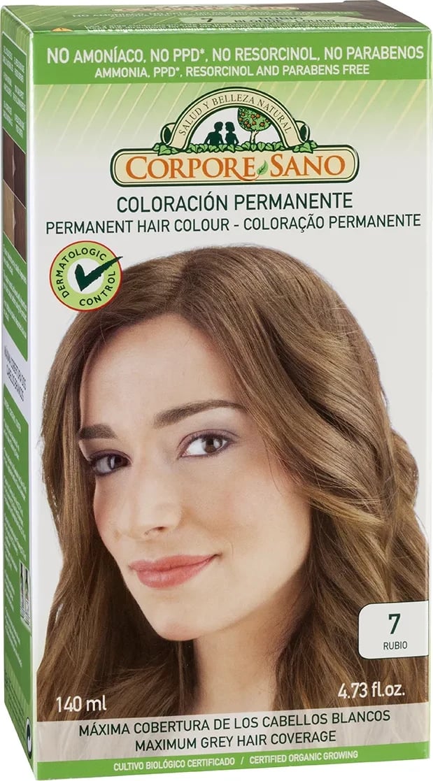 Ngjyrë flokësh permanente unisex Corpore Sano 7 Rubio 140ml