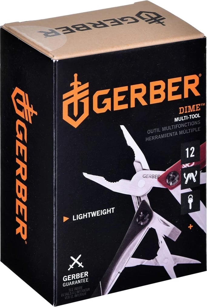 Multitool Gerber Dime, 70 mm, Inox, Kuqe