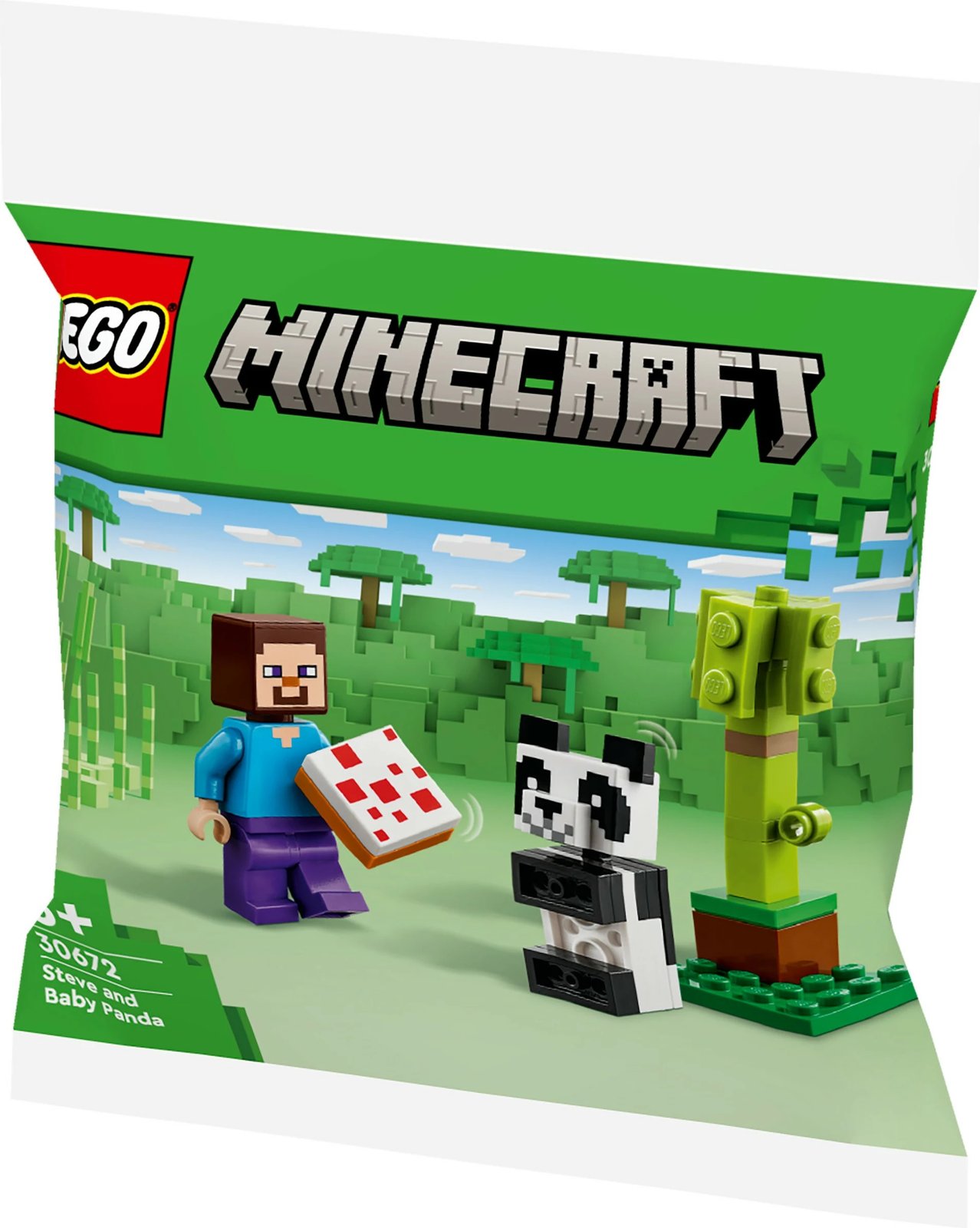 Set ndërtimi LEGO Minecraft 30672 Steve me panda të vogël, multikolor