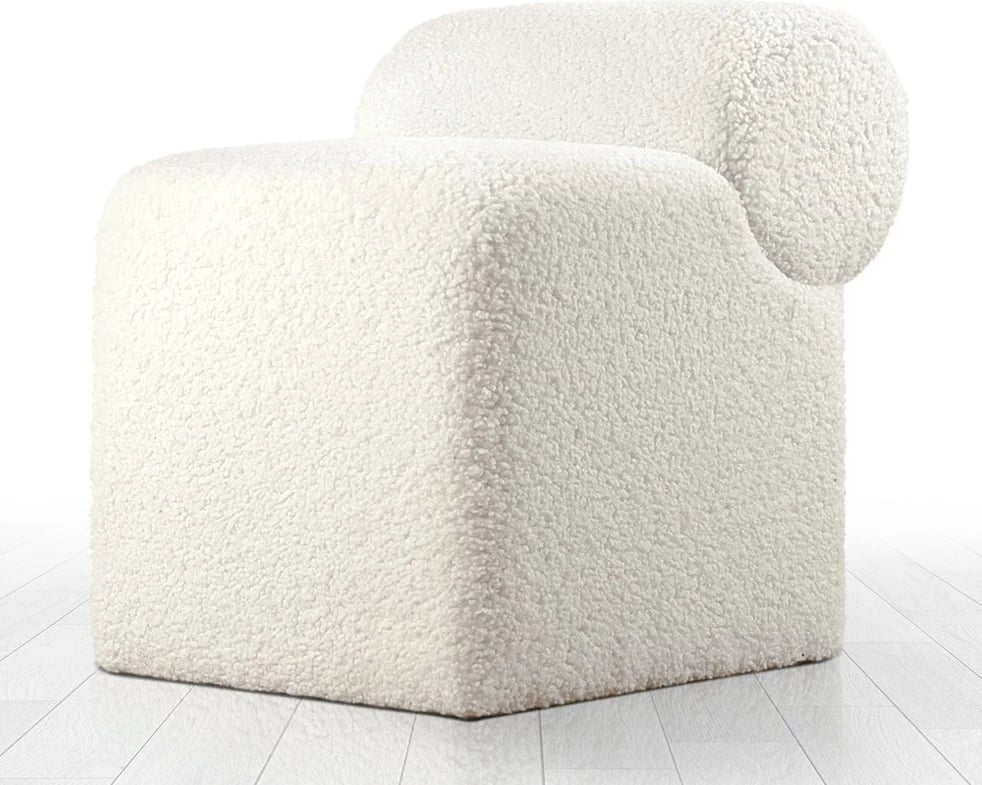 Puf Atelier del Sofa, monlik kürk, i bardhë