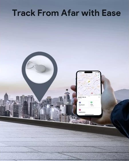 Tracker Bluetooth AUKEY Track Mate 1, Find My, gri e errët