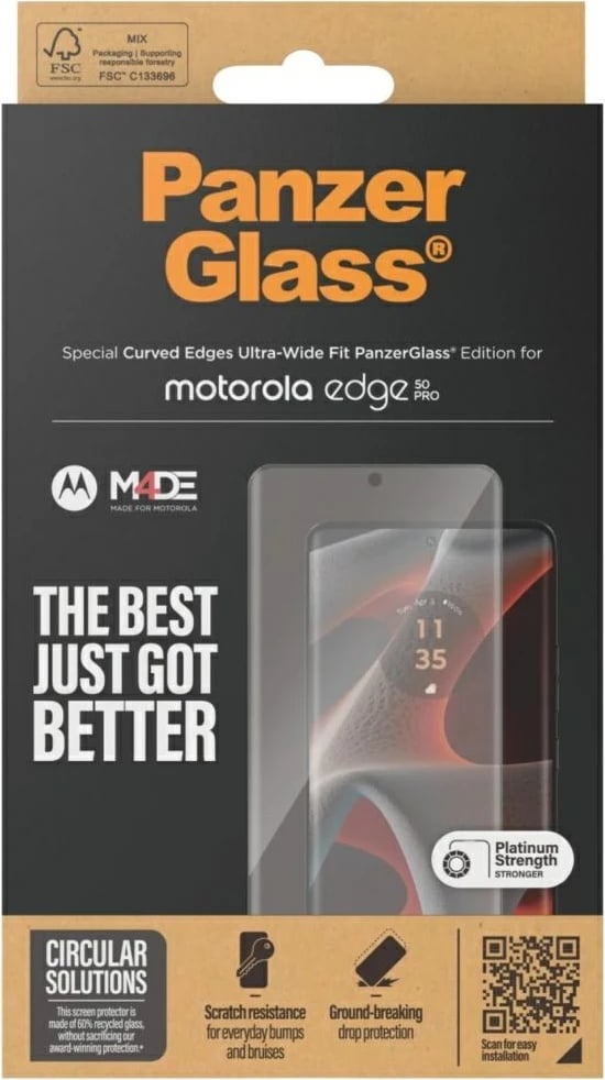 Xham mbrojtës PanzerGlass Ultra-Wide Fit për Motorola Edge 50 Pro / 50 Ultra