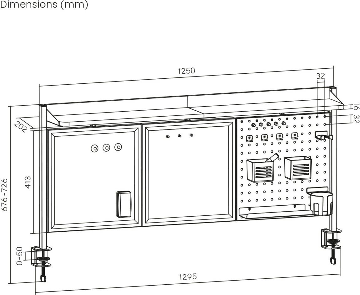 Ndarës tavoline Ergo Office ER-300W, i bardhë, me aksesorë organizues