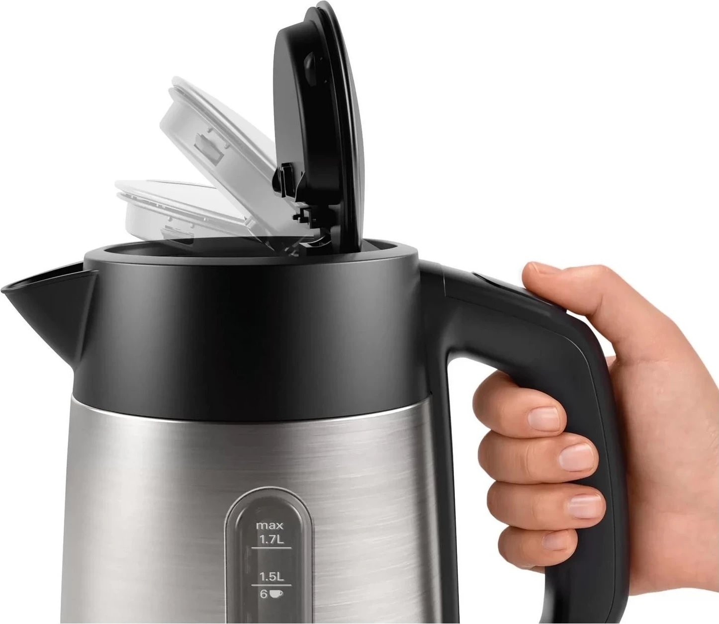 Çajnik Bosch DesignLine TWK4P440, 1.7 litra, 2400W, ngjyrë argjendi