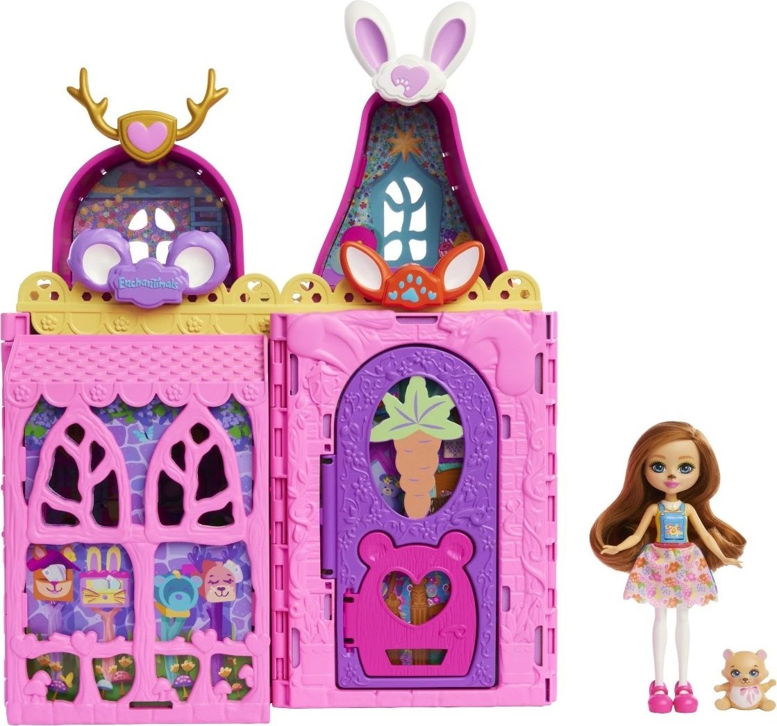 Set lodër shtëpi Enchantimals Mattel HXL53 me mobilje dhe aksesorë, shumëngjyrësh
