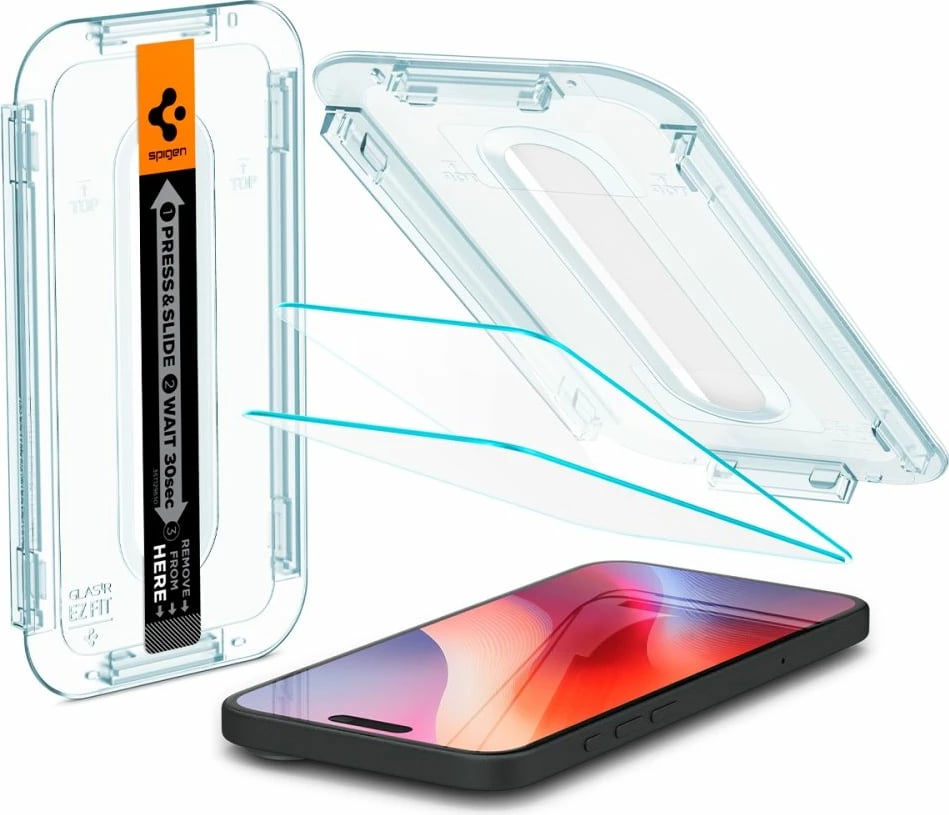 Xham mbrojtës Spigen Glas.tR EZ Fit për iPhone 15/16, 2 copë, transparent