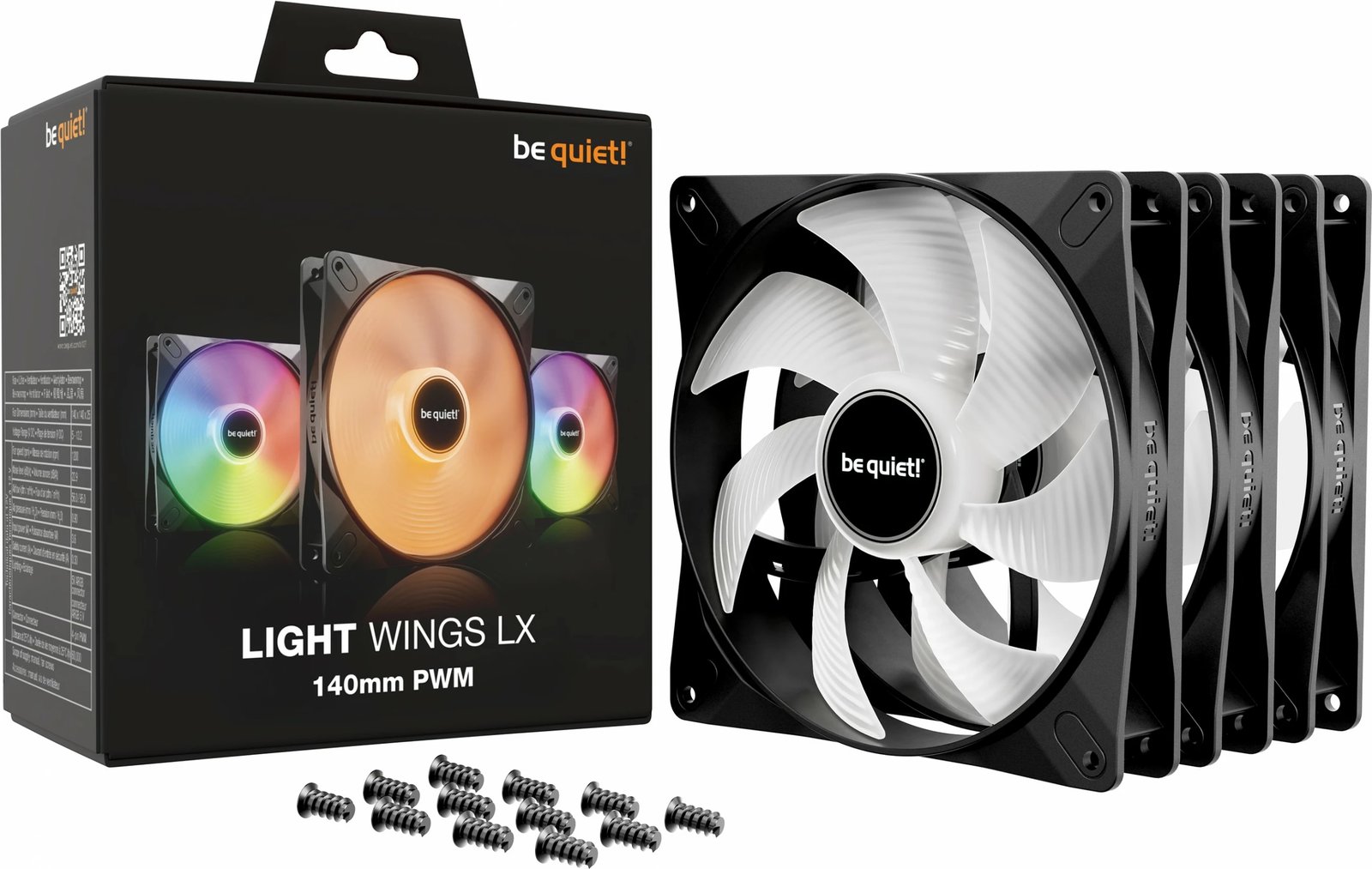 Ventilatorë Be Quiet! LIGHT WINGS LX PWM Triple-Pack, 140mm, të zi