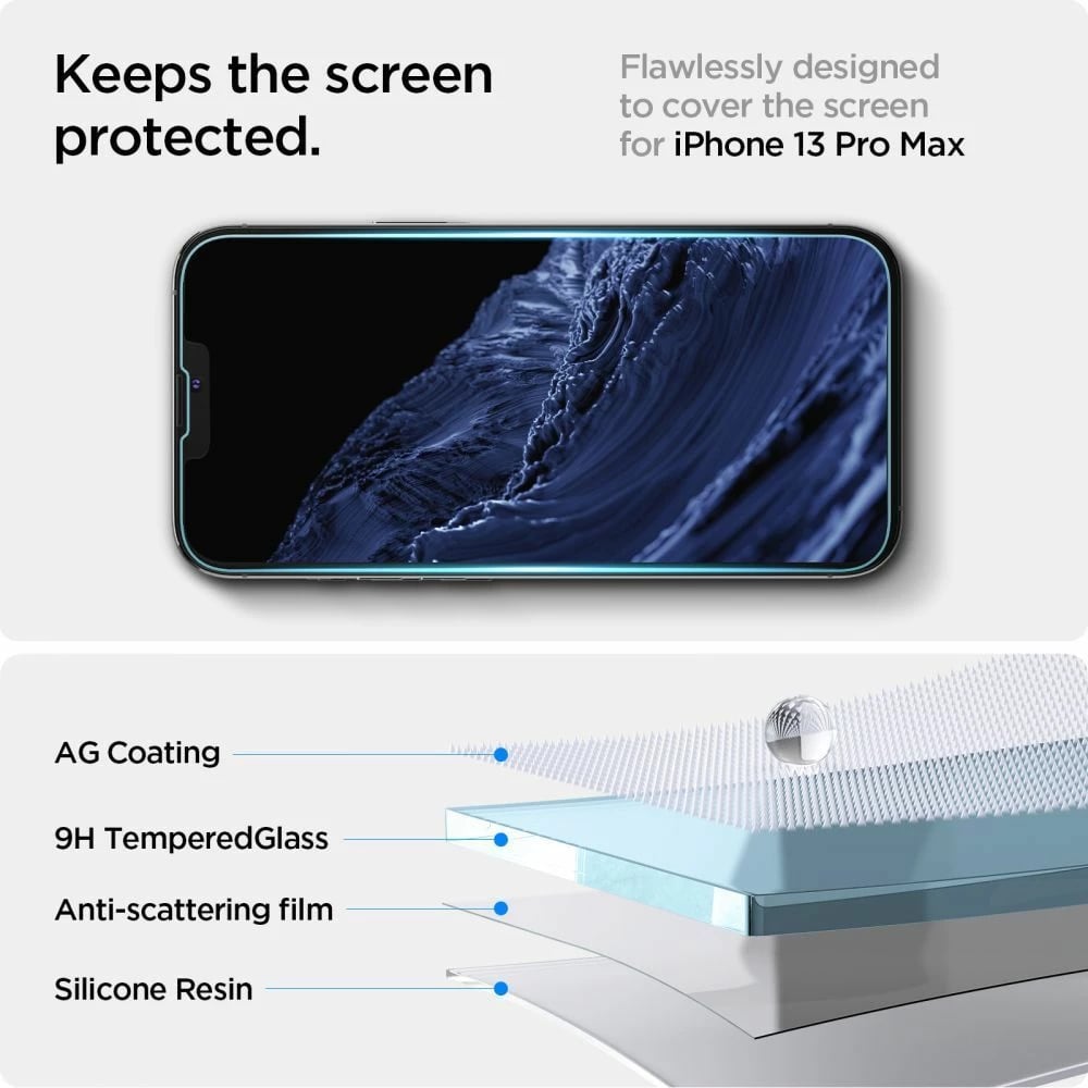 Xham mbrojtës Spigen Glas.tR EZ Fit për iPhone 13, 13 Pro, 14, 16e