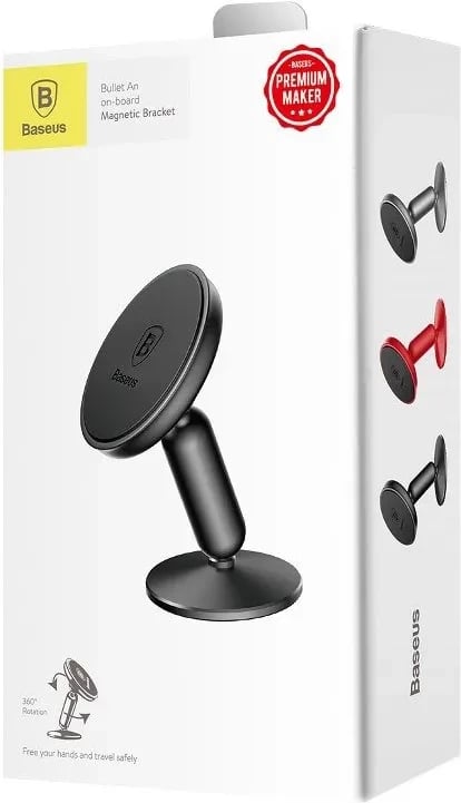 Mbajtës magnetik për telefon Baseus Bullet, SUYZD-01, i zi