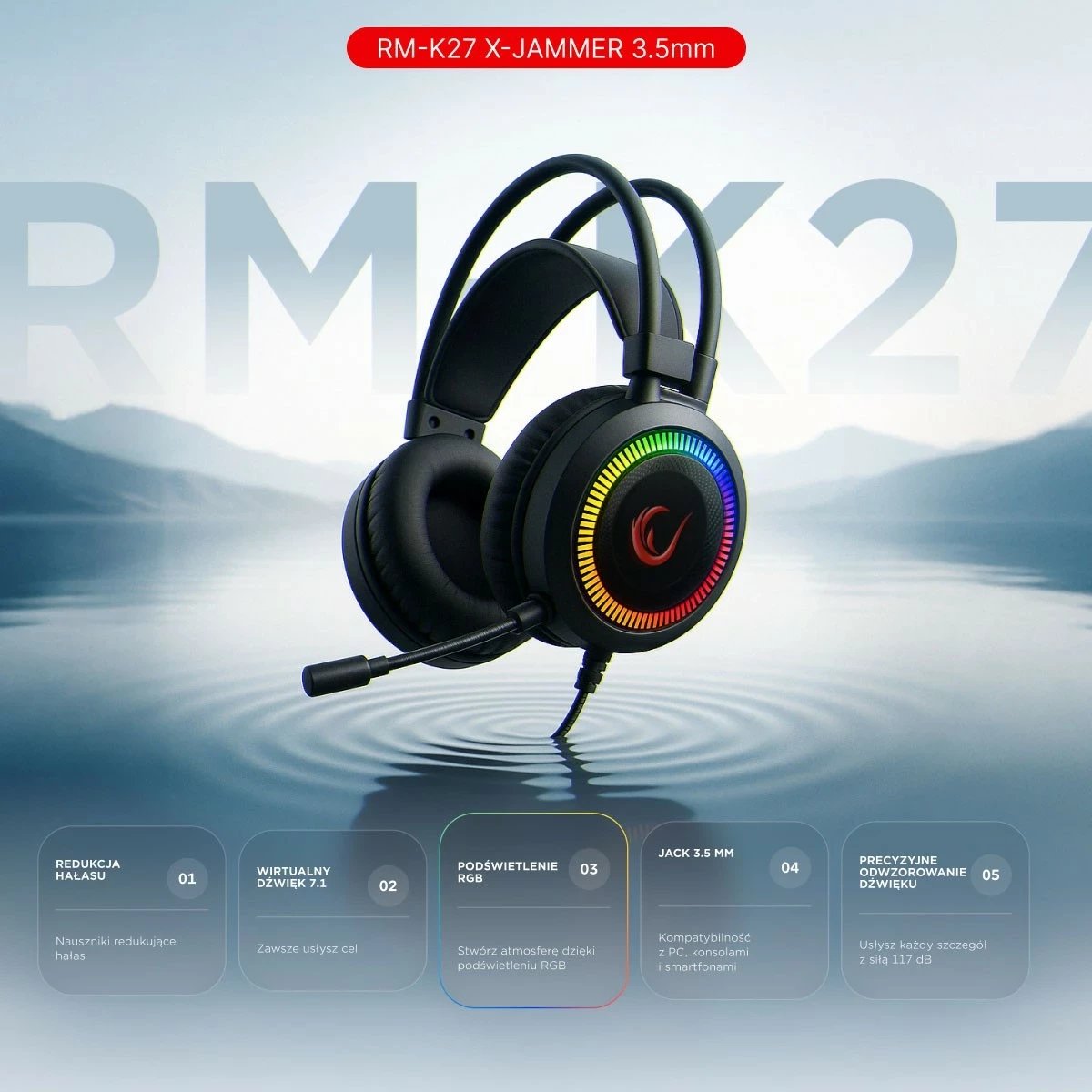 Kufje gaming Rampage X-JAMMER 7.1, me mikrofon, të zeza