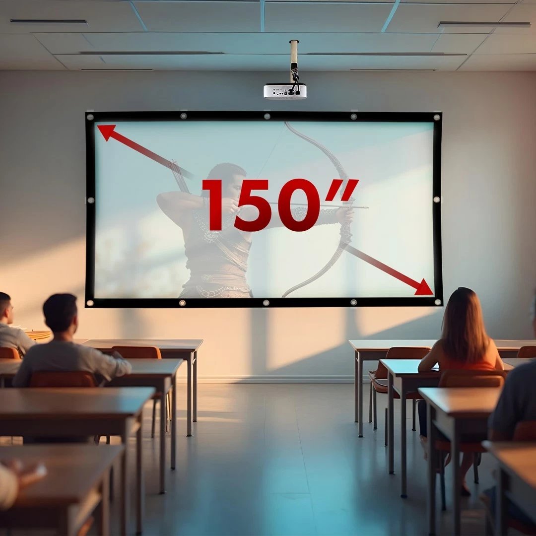 Ekran projektori Maclean MC-167, 150", 330x187cm, 16:9, poliester, me grepa tensionues