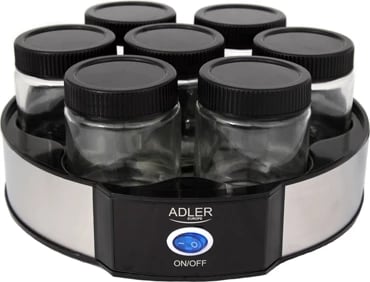 Aparat për kos, Adler, AD 4476, 7 kavanoza qelqi 200 ml, kapak transparent, set 7 kavanoza