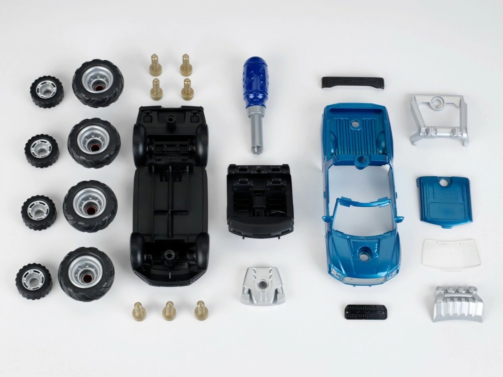 Lodër makinë Klein Ford F-150 Raptor 3-in-1, për djem, Blu/Argjend