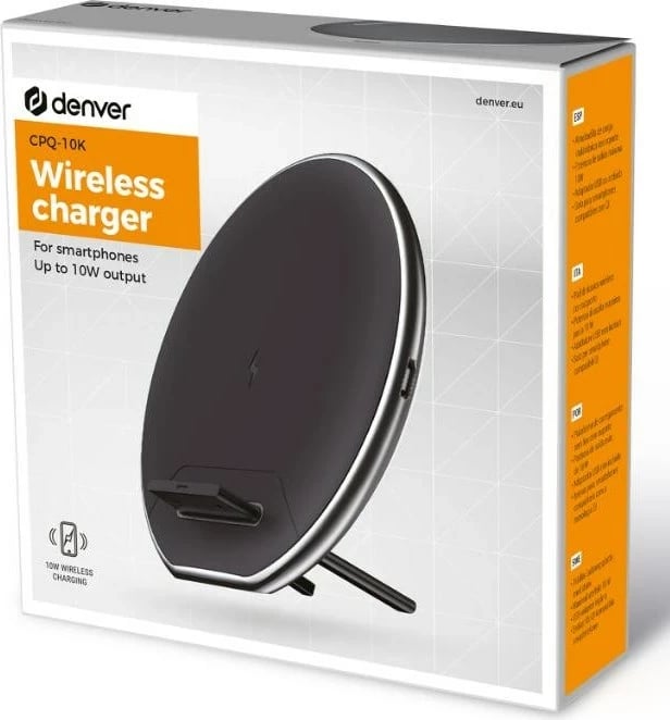Karikues wireless Denver CPQ-10 për smartphone, USB, zi/argjendtë