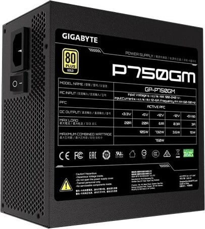 Kasë Gigabyte GP-P750GM, 750W, 80 PLUS Gold, modulare, e zezë