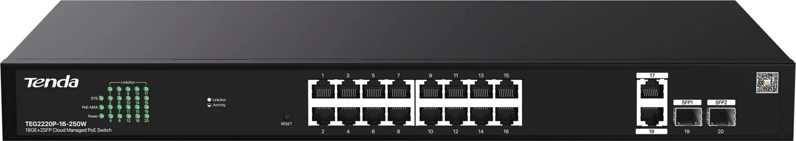Switch Tenda TEG2220P-16-250W, i zi, metal