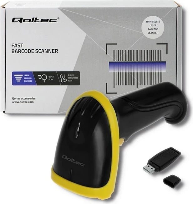 Skeneri i Barkodeve pa Tel Qoltec 50862, Laser 1D, 2.4GHz