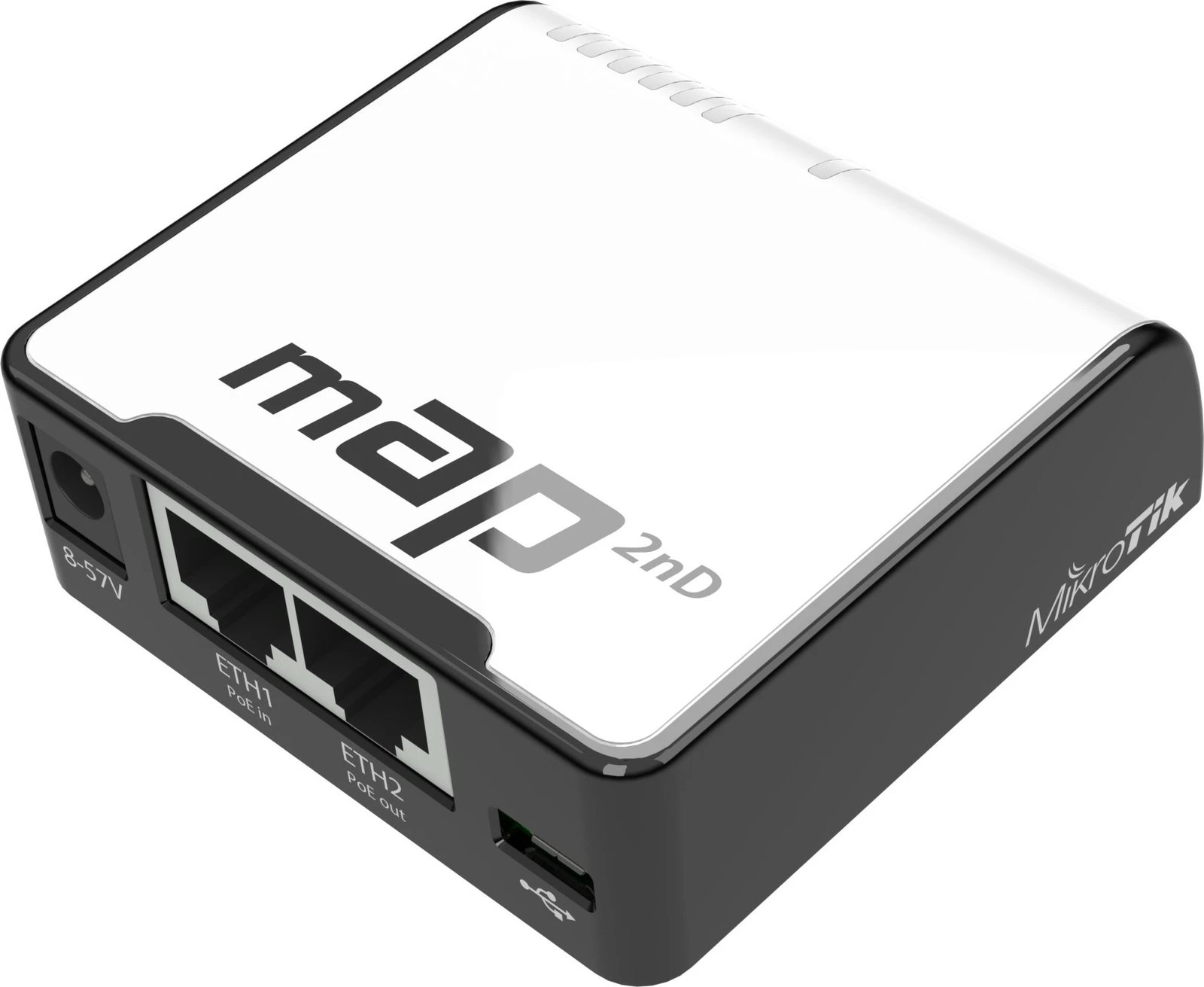 Access Point MikroTik mAP, 2.4 GHz, 10,100 Mbit/s, i zi dhe i bardhë