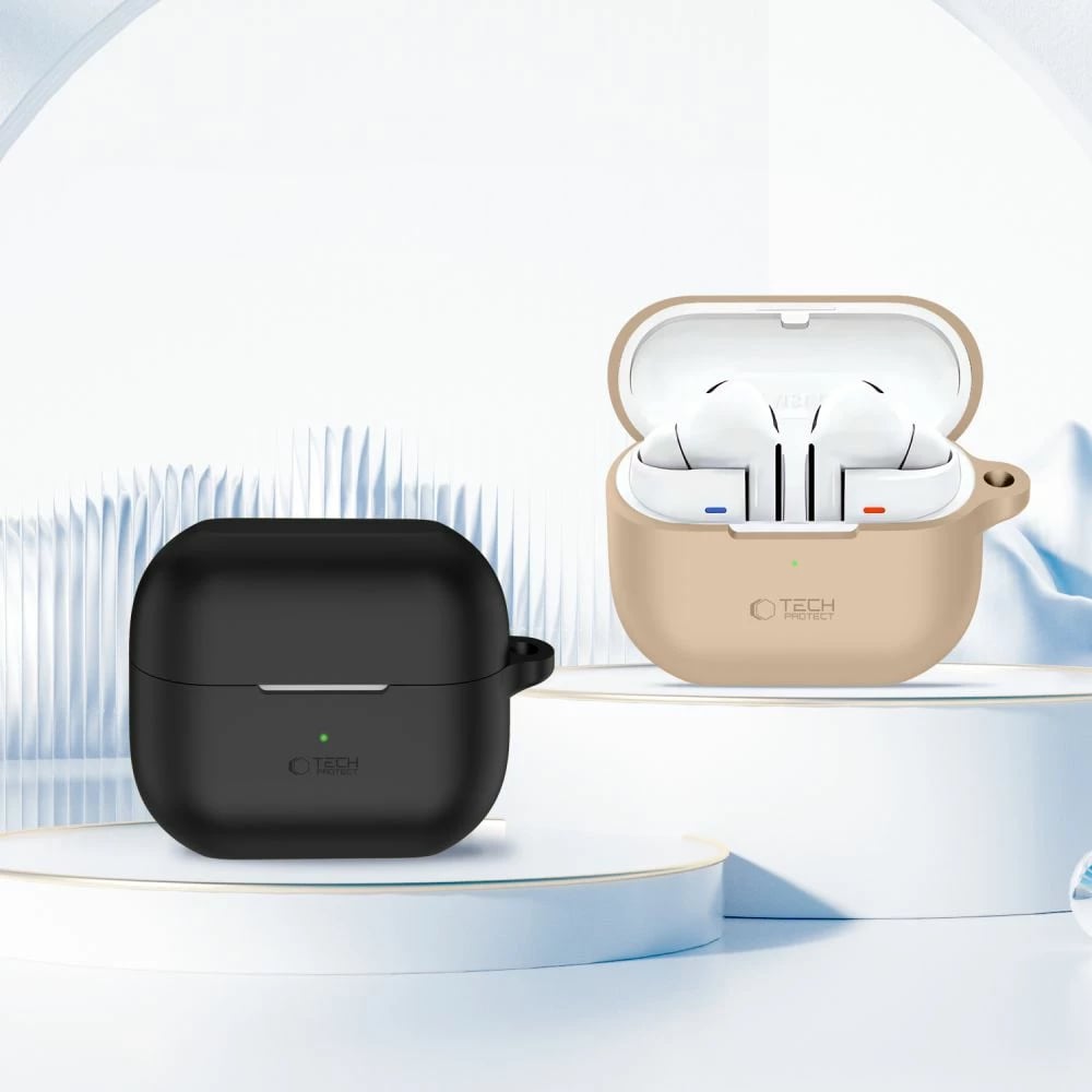 Mbështjellës Tech-Protect për Samsung Galaxy Buds 3 / 3 Pro, silikon, kafe, me karabiner Mbështjellës Tech-Protect për Samsung Galaxy Buds 3 / 3 Pro, silikon, kafe, me karabiner