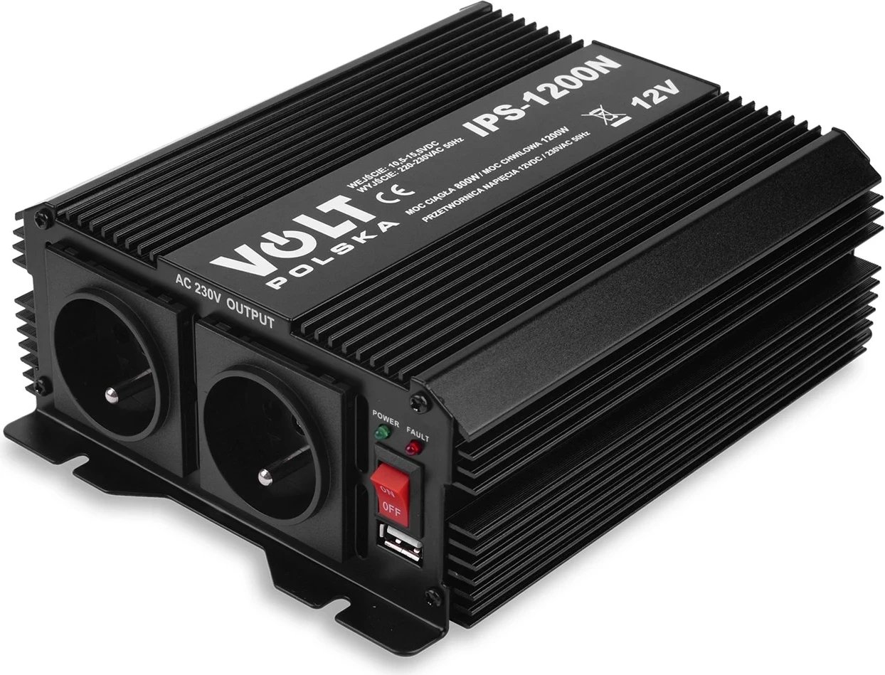 Konvertues tensioni Volt Polska IPS 1200 N, 12V DC në 230V AC, 1200W, i zi