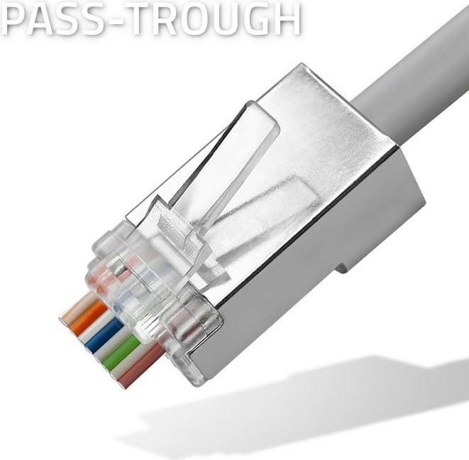 Set lidhës RJ45 Qoltec 54548, pass-through, CAT6, FTP, 100 copë