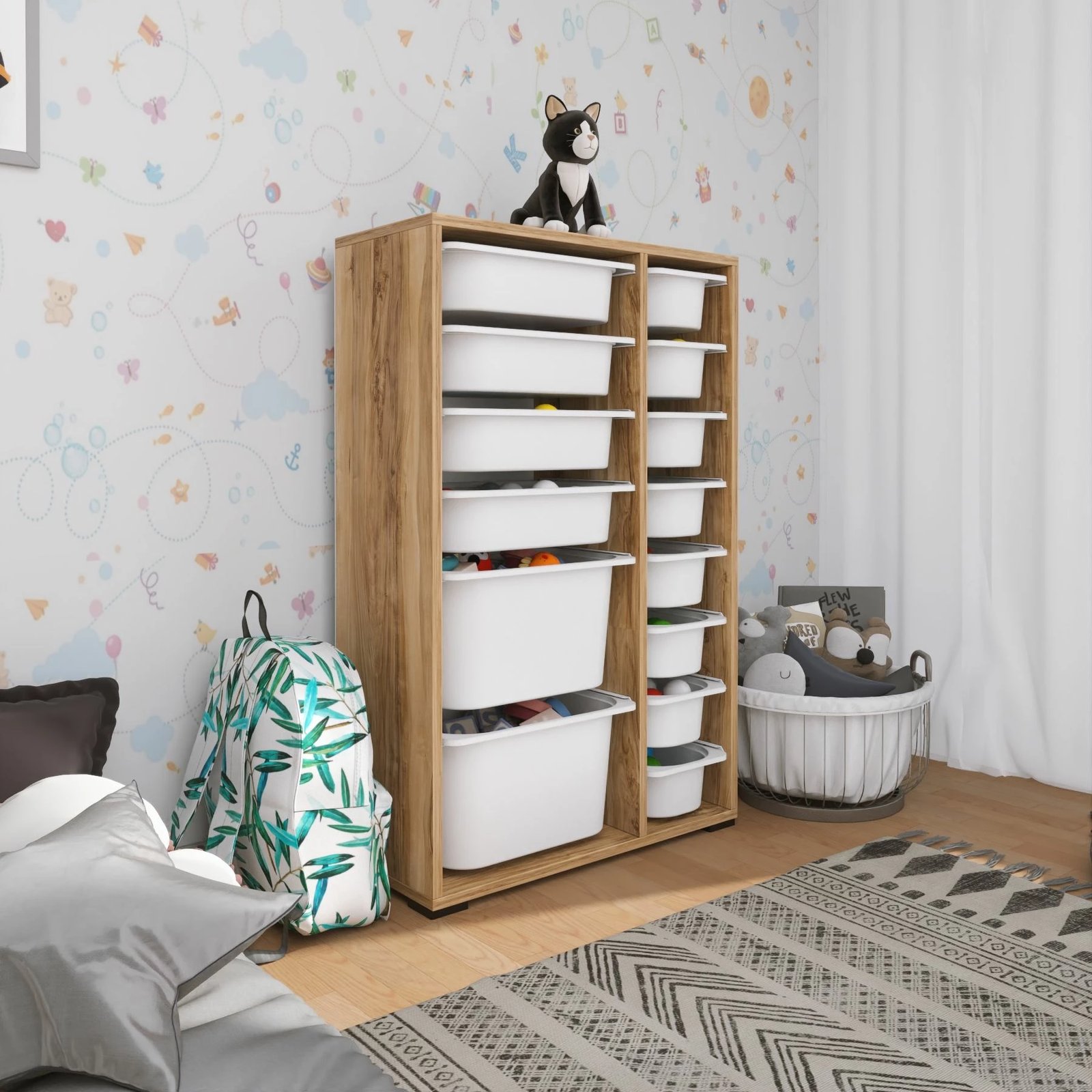 Dollap multifunksional Hanah Home, Rine 2D4K8U, ngjyrë arre dhe e bardhë