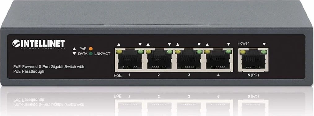 Switch Gigabit Intellinet me 5 Porta dhe PoE Passthrough, PoE++ Switch Gigabit Intellinet me 5 Porta dhe PoE Passthrough, PoE++