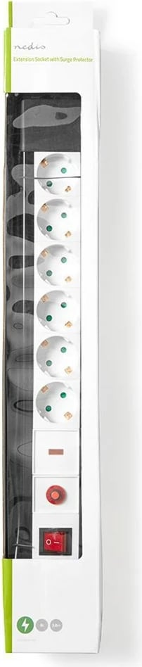 Zgjatues elektrik nedis EXS630SPF1PRO, 6 dalje, 3m, i zi/bardhë