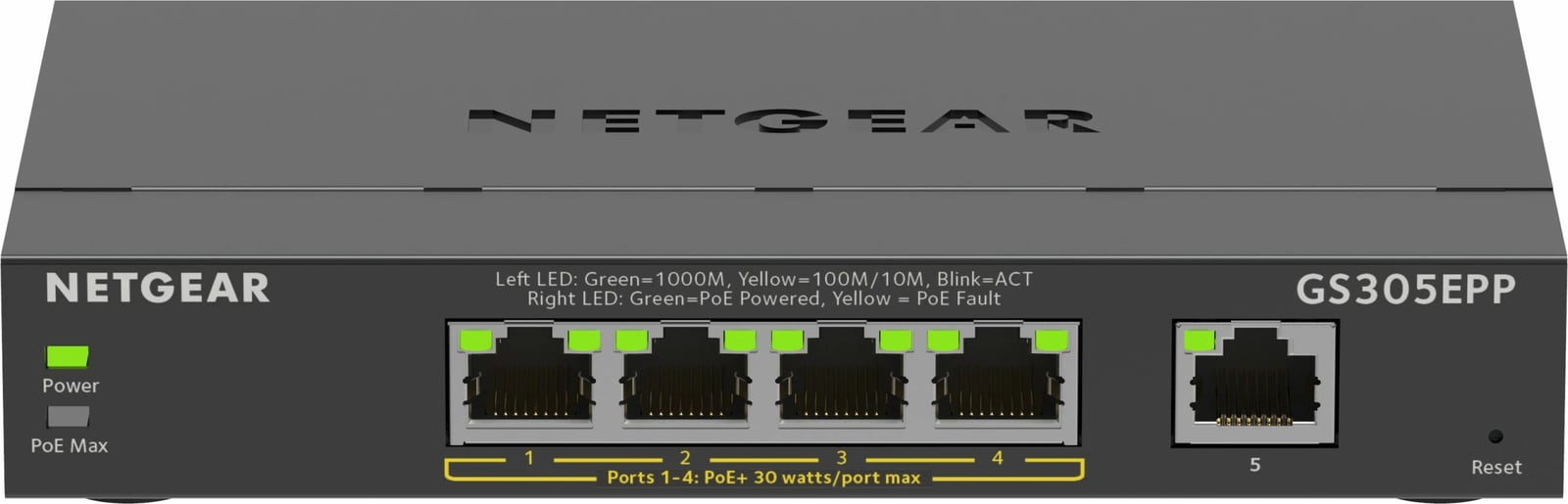 Switch NETGEAR 5-Port Gigabit Ethernet GS305EPP, PoE+, i zi