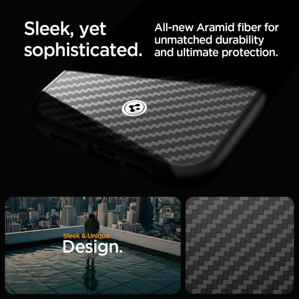 Mbështjellës Spigen Enzo Aramid Mag me MagSafe për iPhone 15 Pro Max, e zezë