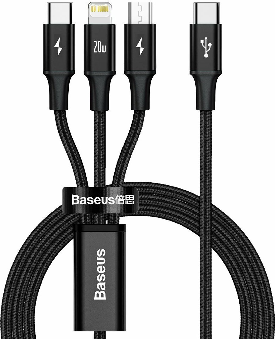 Kabllo 3-në-1 Baseus Rapid Series CAMLT-SC01, 1.5m, e zezë