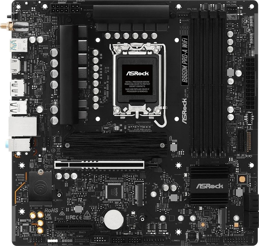 Pllakë amë ASRock B860M Pro-A WiFi, micro ATX, Socket 1851, 256 GB, e zezë