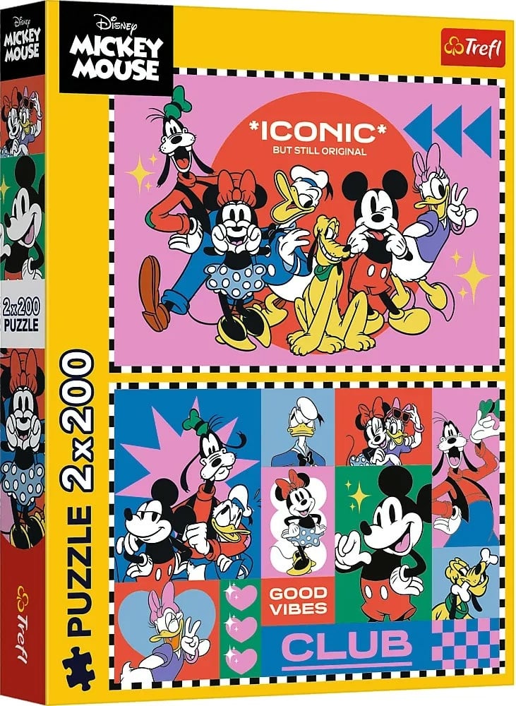 Puzzle Trefl 2x200 pjesë, Mickey Mouse & Friends, për fëmijë, shumëngjyrëshe, set