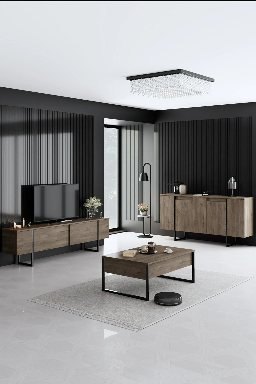 Konsolë Hanah Home Luxe, ngjyrë arre dhe e zezë
