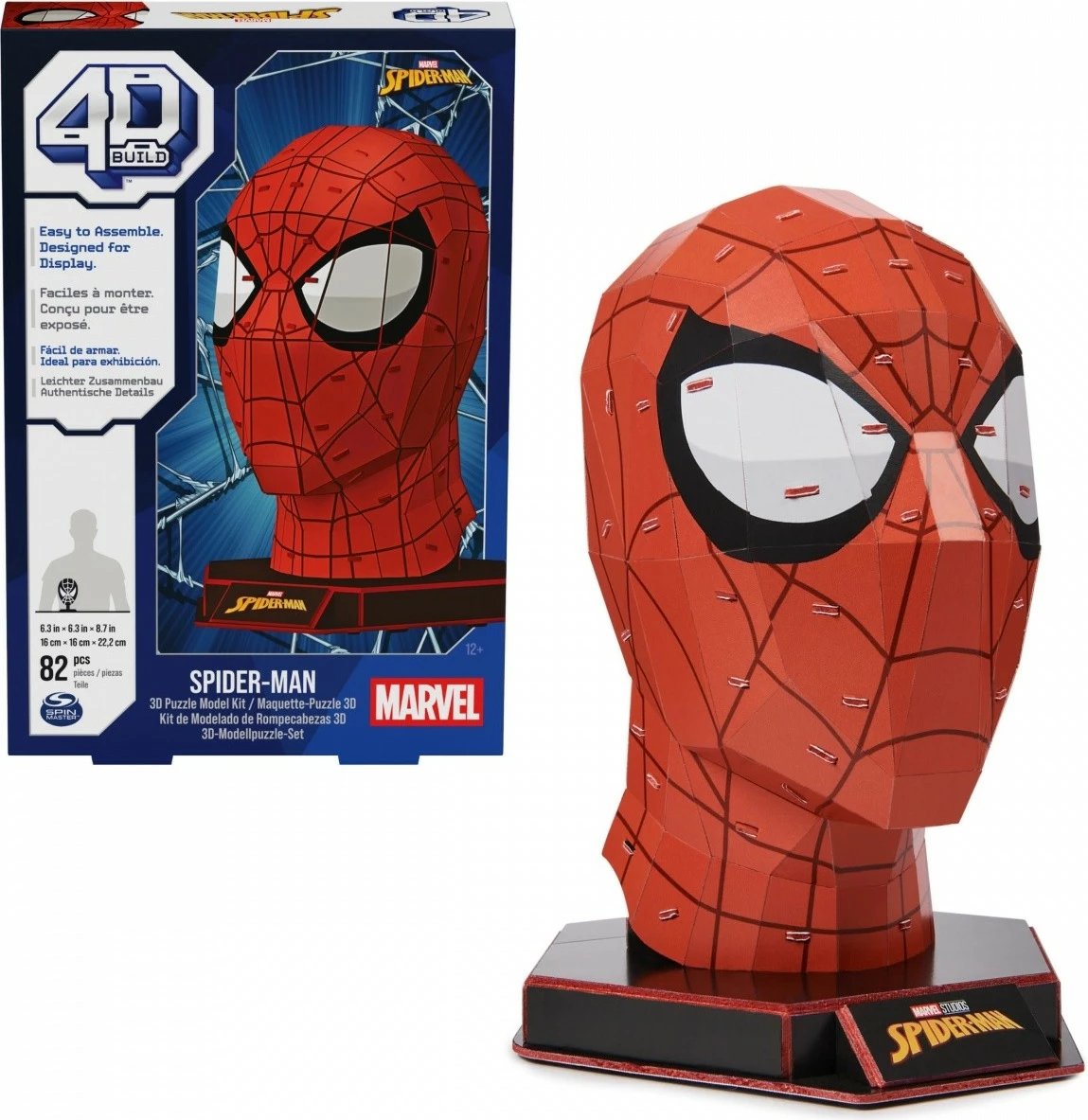 Puzzle 4D Spin Master Spider-Man Maskë, 82 pjesë, plastikë, kuqe