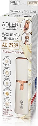 Makinë rroje trimmer për fytyrë, Adler, AD 2939, kokë me sitë, dritë LED, 1xAA, perlë-ari