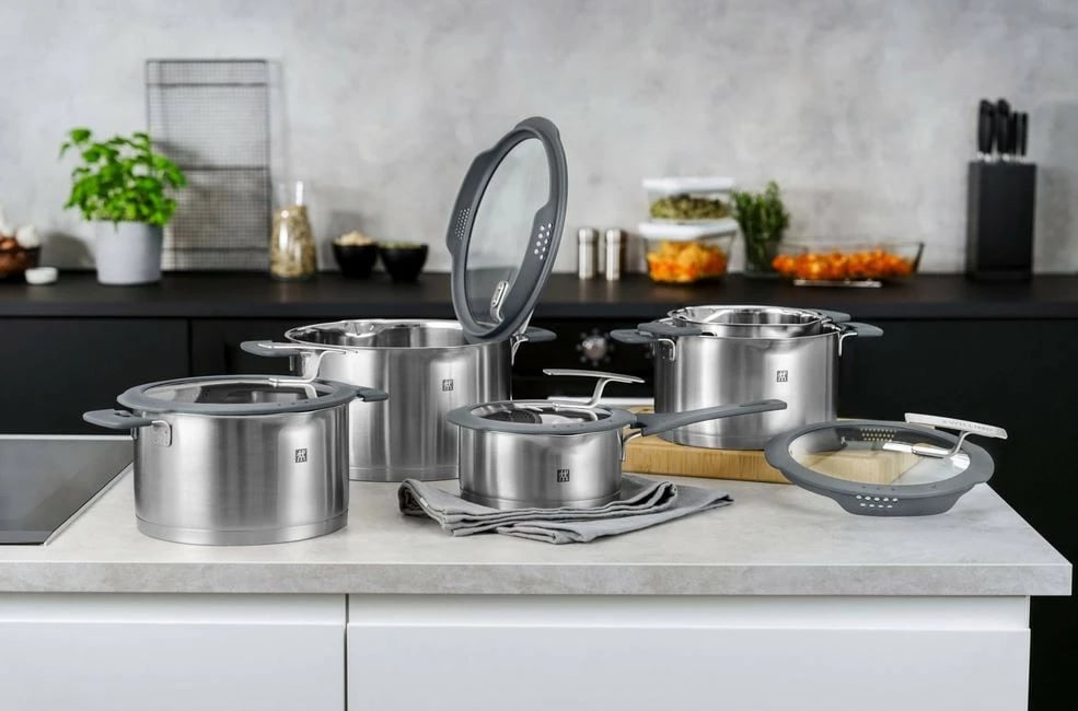 Set tenxheresh Zwilling Simplify 5 copë, çelik inox, kapakë me sitë, inox